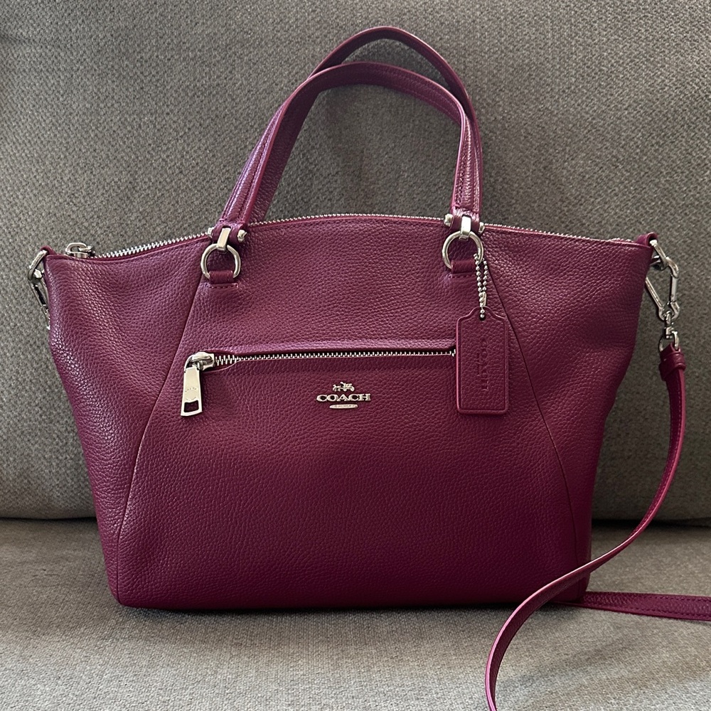 Coach Burgundy Leather Crossbody Bag including Coach dust bag